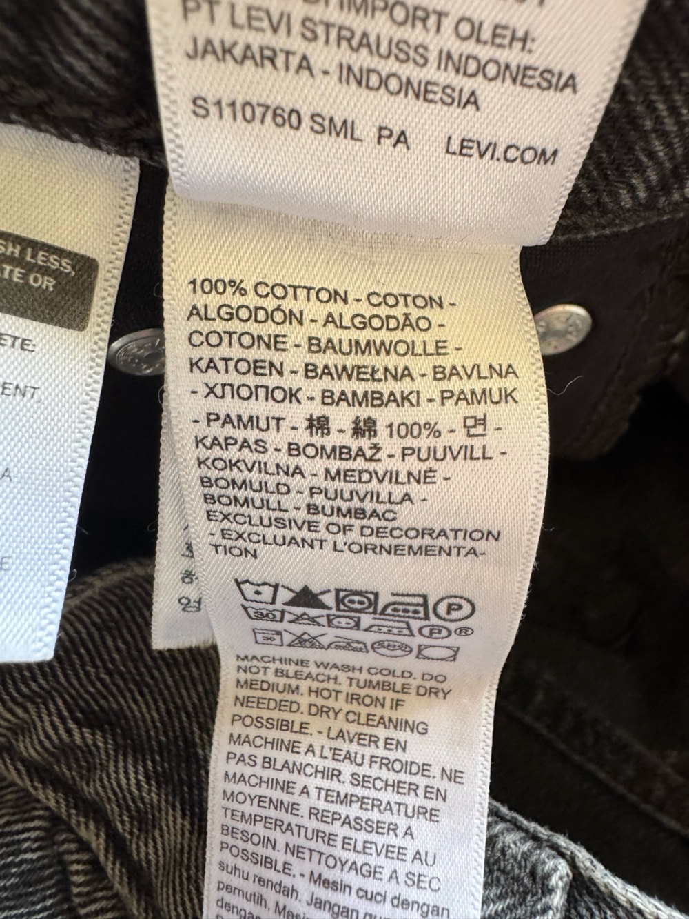 Levi's Cinch Barrel Jeans Past Lives Faded Black High Rise Womens 26 - Picture 8 of 9